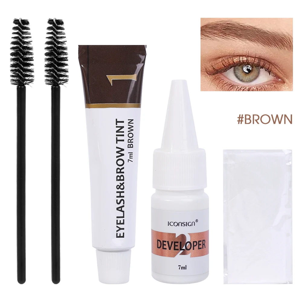 Professional Eyebrow Dye Set 10-minute Fast Tint Easy Dye Gel Eyelash Kit Semi-permanent Waterproof Eyebrows Tint Dye Eye Makeup