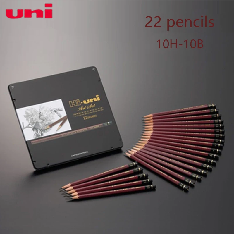 

1 Set of Japanese UNI Super Full Hardness Drawing Art Wood Pencil Drawing Professional Pencil Set 22 Hardness 10H-10B