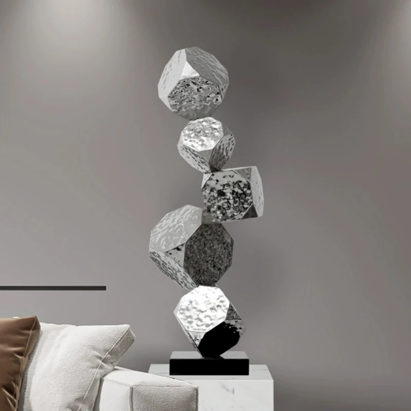 Geometric Stereoscopic Artwork Ornaments,Stainless Steel Sculpture,Stone Model Statues,Nordic Room Decor,Creative Crafts Gifts