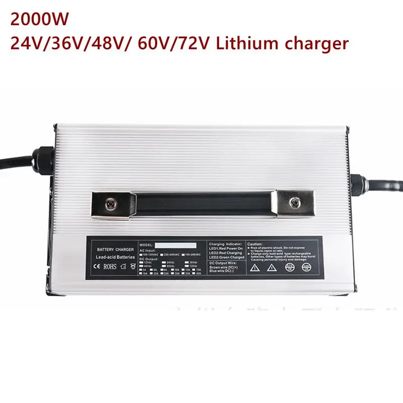 2000W 24V 50A 36V 40A 48V 30A 60V 72V 20A Lithium Fast Charger 7S 29.4V 10S 42V 13S 54.6V 16S 67.2V 20S 84V Smart Charger