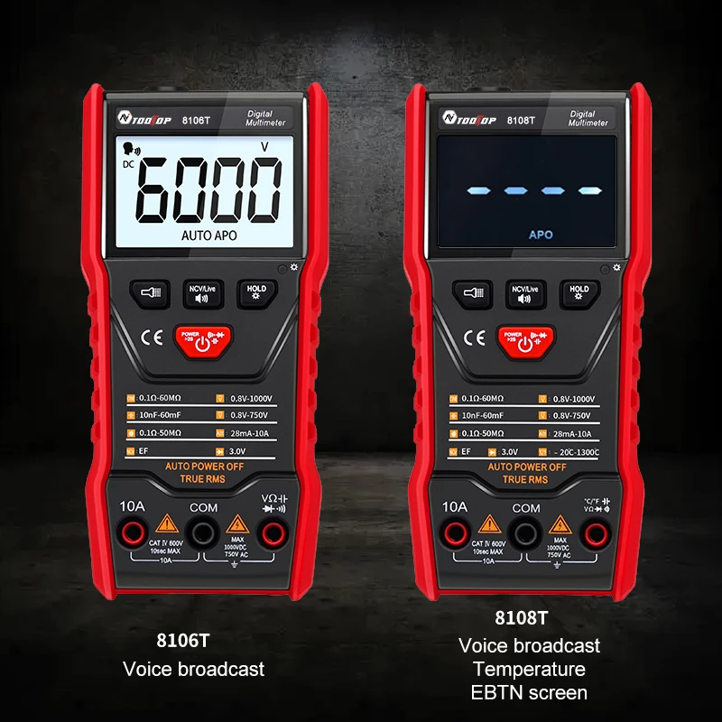 TOOLTOP True RMS Thai Voice multimetro digitale Auto Range AC/DC misuratore di tensione di corrente NCV capacità Ohm Tester amperometro