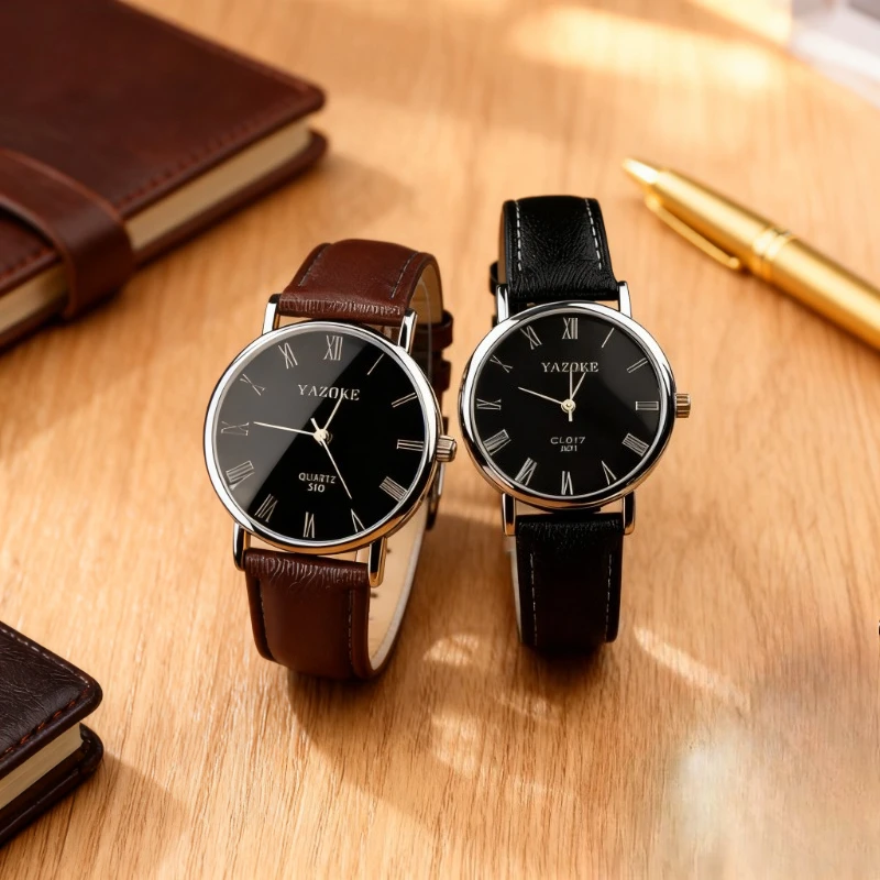 

Известный бренд, кварцевые часы с римскими цифрами, мужские деловые повседневные модные кожаные ремешки, мужские наручные часы, подарок, Reloj Hombre