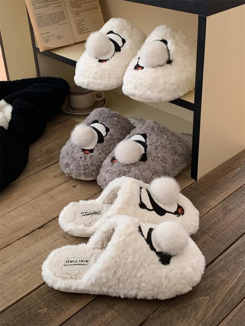 

Cute Panda Cotton Slippers For Men And Women Winter Fun And Comfortable Home Slippers Shoes With Velvet And Warmth