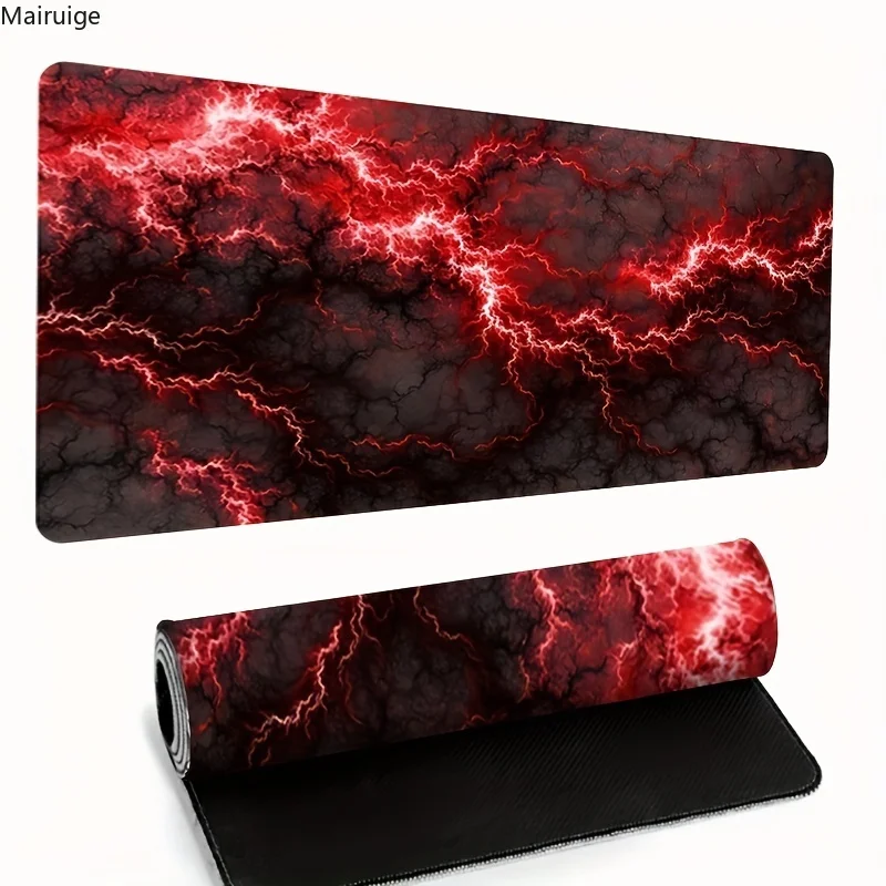 HD الأحمر البرق بولت ماوس الوسادة كبيرة الكمبيوتر مكتب الجدول الحصير المطاط المضادة للانزلاق الألعاب لوحة المفاتيح ماوس منصات مكتب طويلة