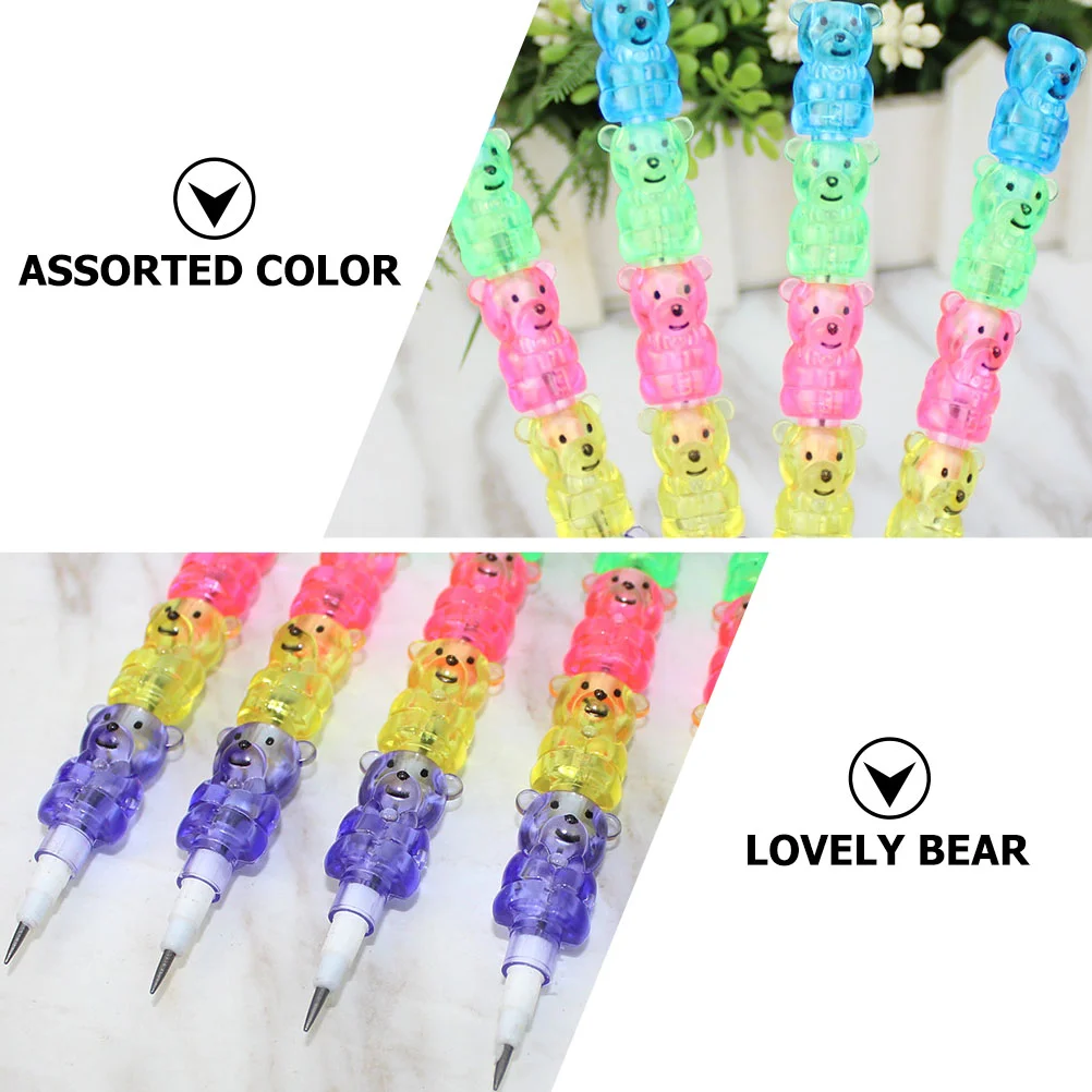 12 Pcs Pencil Stackable Pencils Kid Bear Shaped Stacking Gift School Supplies for Kids