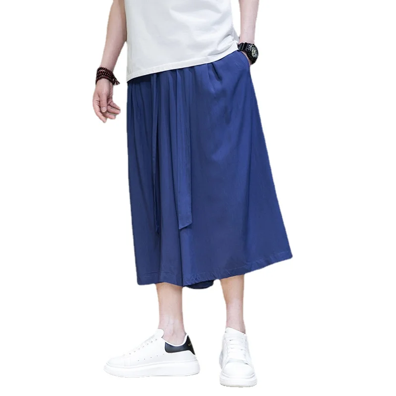 Men's Cotton Line Wide Leg Pants Chinese Style Large Size Summer New Men's Casual Trousers