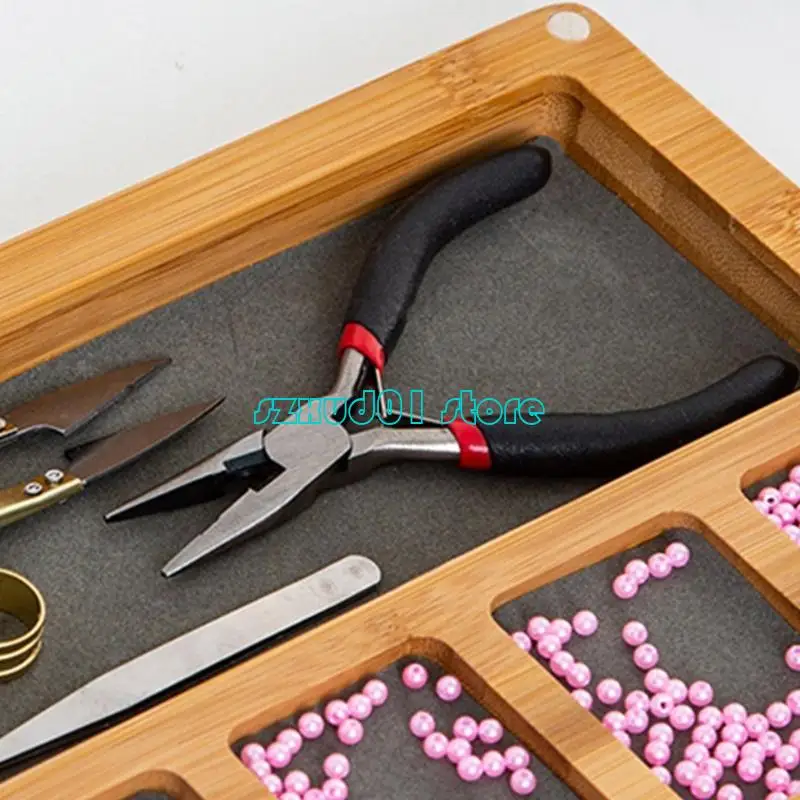 1XCA Practical Jewelry Making Tray With Multiple Sections And Acrylic Lid For Home Studio Or Travel Use