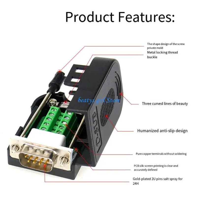 C7AB 2Packs DB9pin Serial Adapters Solderless 9Pin D SUB RS232 RS485 Terminal Connectors Module Includes Bolt/Nut
