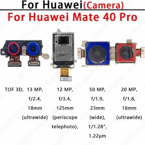 Selfie Front and Rear Back Camera For Huawei Mate 40 Pro Main Facing Camera Module Flex Cable Replacement Spare Parts