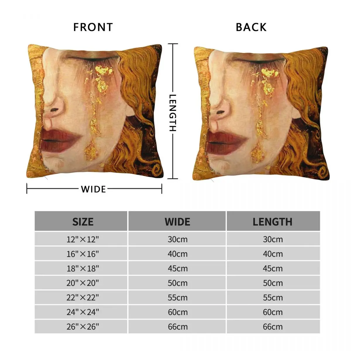 Freya's Tears Golden Tears Gustav Klimt Pillowcase Polyester Linen Velvet Creative Decor Throw Pillow Case Room Cushion Cover