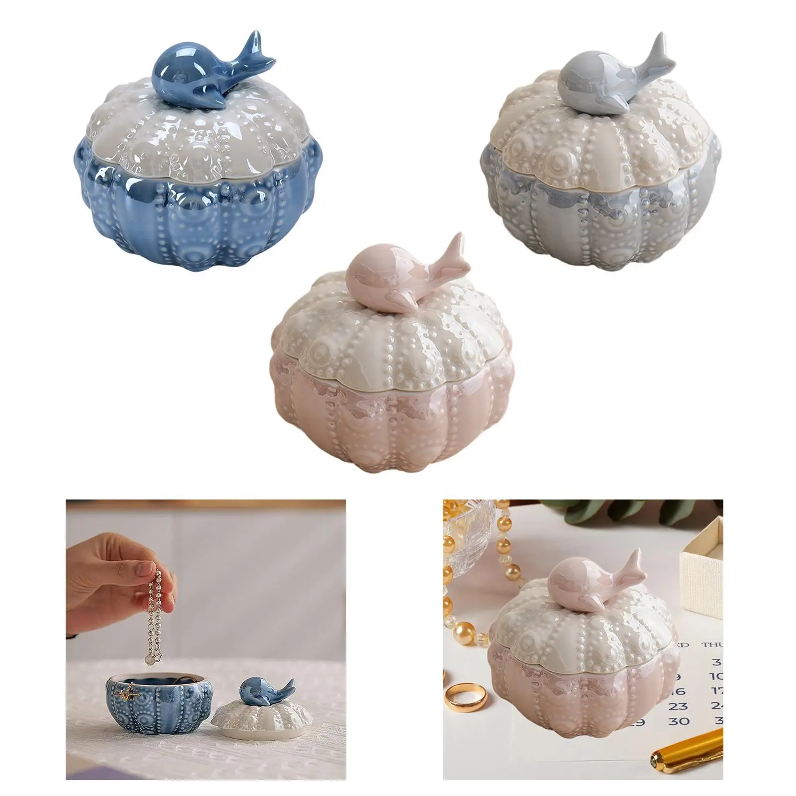 Jewelry Storage Case, Small Trinket Box Trinket Holder Box, Modern Ring Case Ceramic Storage Container for Desktop Dorm,