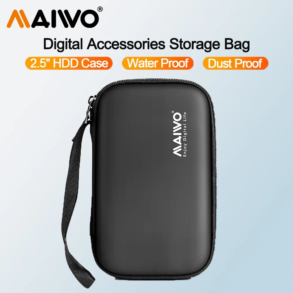 

MAIWO 2.5 Inch Hard Disk PU Portable HDD Storage Protection Bag for External Hard Drive/Earphone/Data Line HDD Case Storage Box