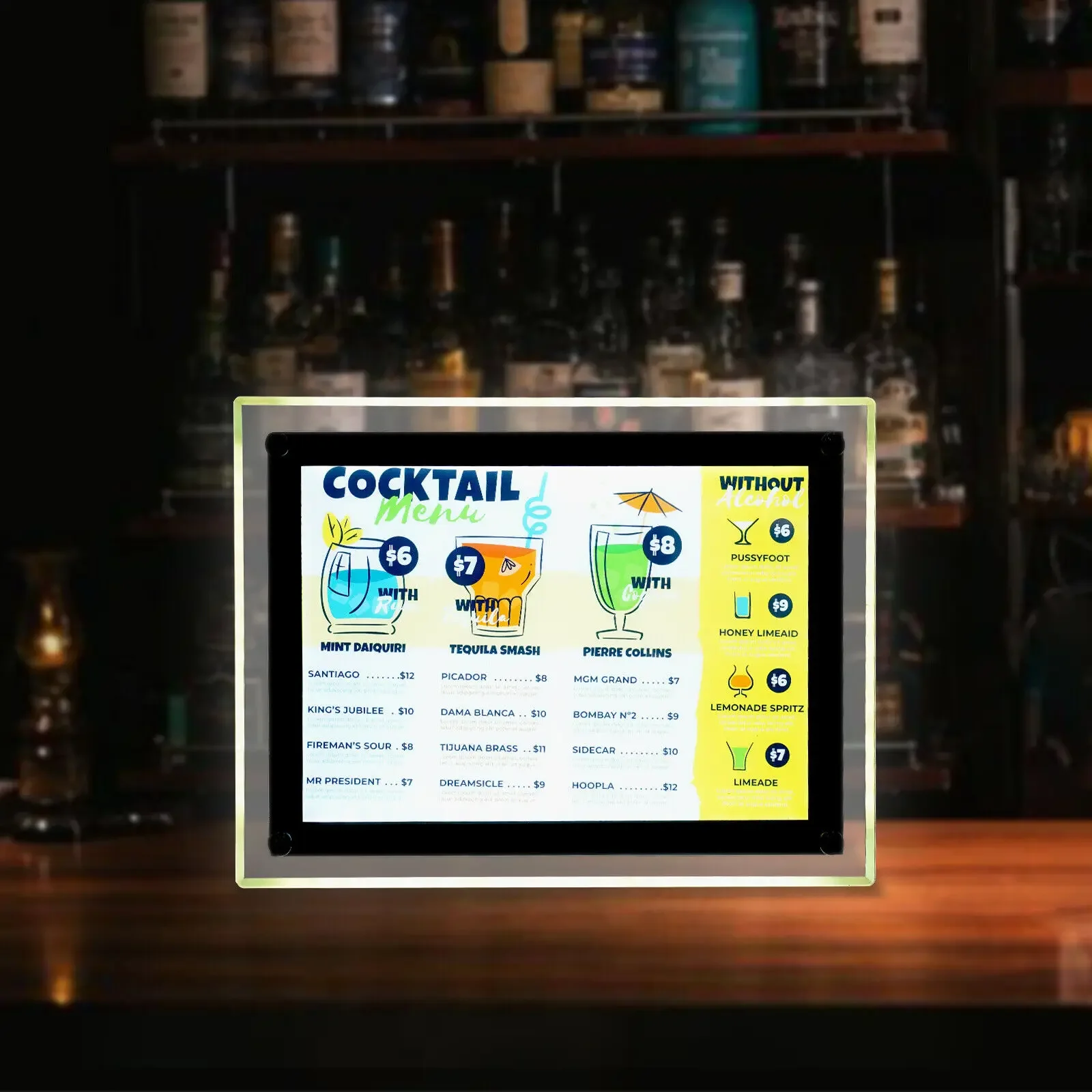 A4 Size 17"x11" Commercial LED Light Box - Backlit Menu Board for Restaurants, Illuminated Advertising Sign