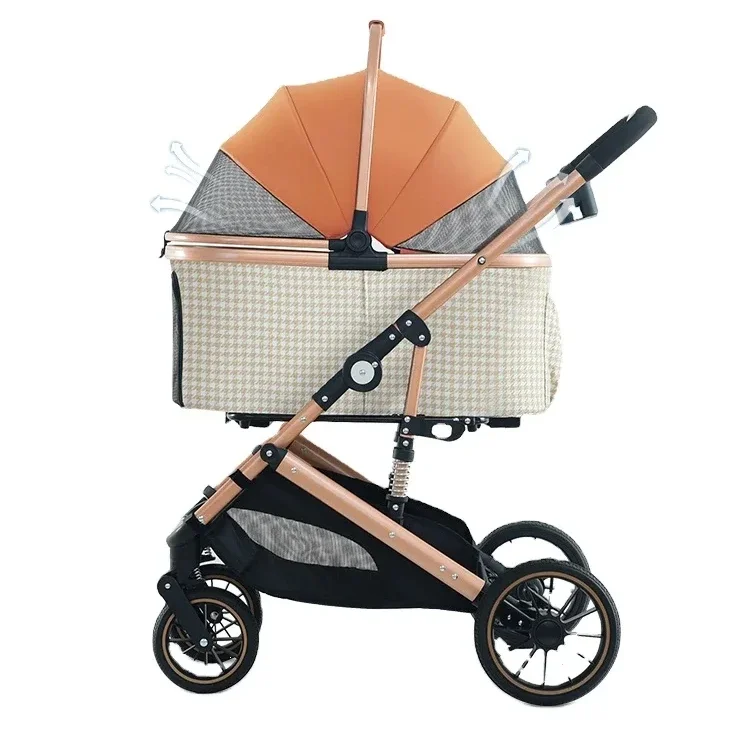 New Fashion Designed Customized Double Foldable New Fashion High Quality Pet Carrier Travel Stroller Pet