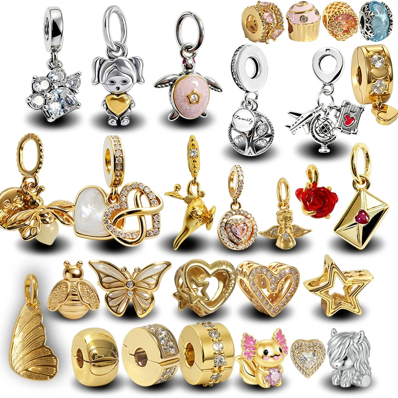 

Original Charms Bead,Winter Blue Snowflake Murano Charm&Rose&Clear Pavé Clip Charm Bead Fit Pendant Bracelet Women Jewelry Gif