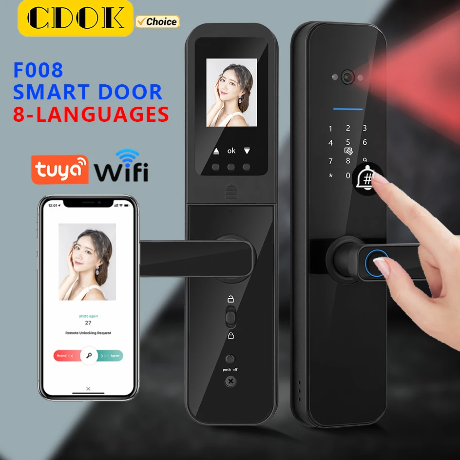 

CDOK F008TuyaWiFi smart lock with visual cat eye, remote unlocking