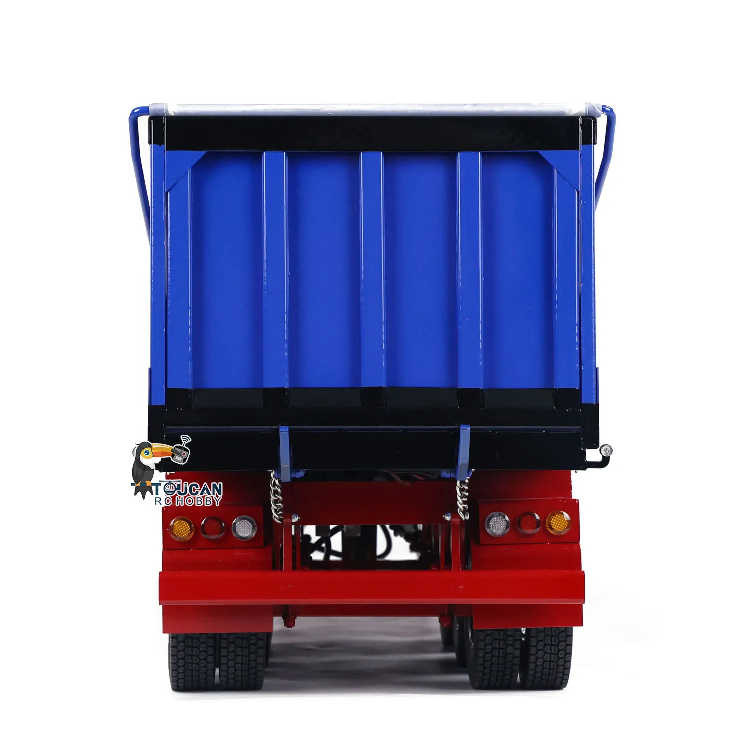 ของเล่นโลหะ 1/14 3 เพลา RC Hydraulic Dump Trailer ไฟฟ้ากันสาดขา Semi Trailer กรวดไฟรถรถบรรทุกรุ่น