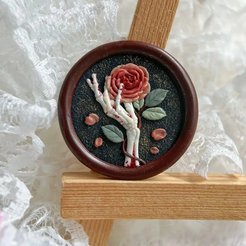 3D 해골 로즈 왁스 인감 스탬프 구리 헤드-25mm 참신 릴리프 DIY 장난감 초대장 스크랩북 봉투 장식 씰링 왁스