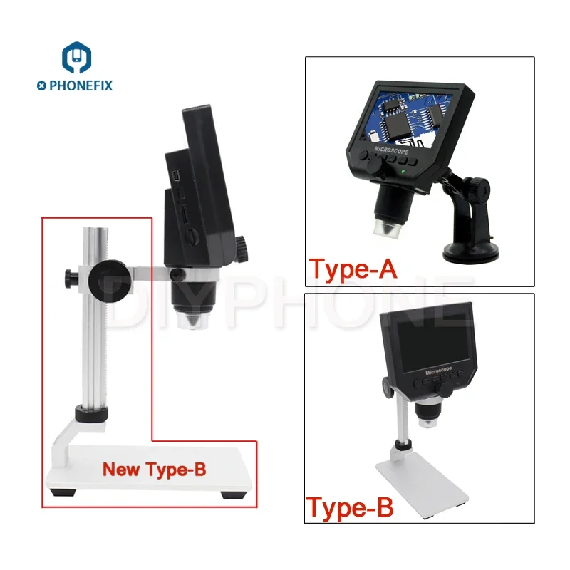 G600 Digital 600X Microscope Electronic 4.3 Inch HD Screen 3.6MP 8 LED VGA with Stand for Phone Motherboard Repair Tools