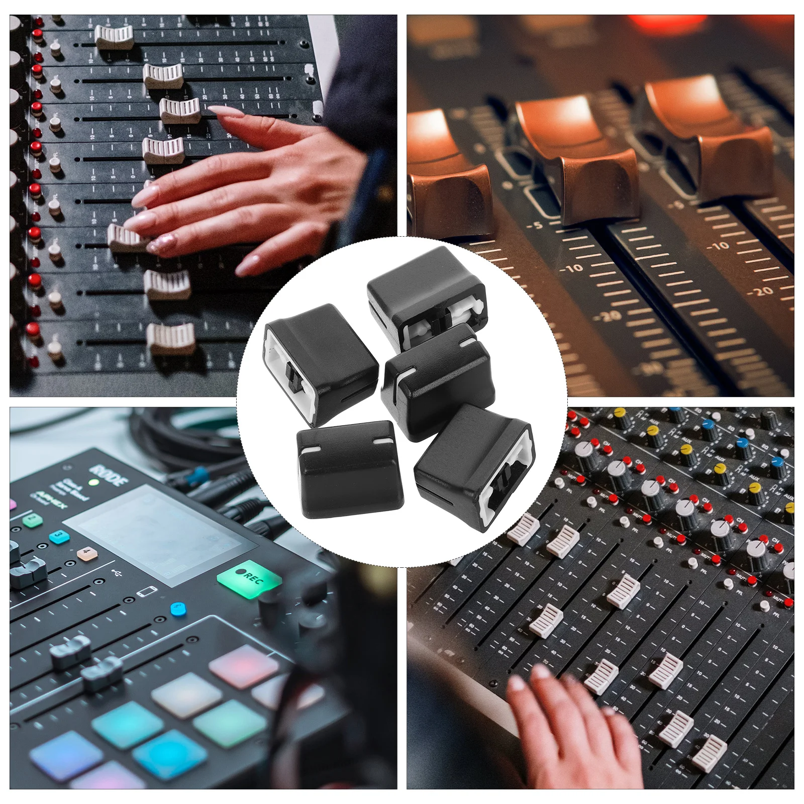 5Pcs Console Mixer Slider Caps Potentiometer Knobs Replacement Fader Caps for Audio Controller Mixer Accessories