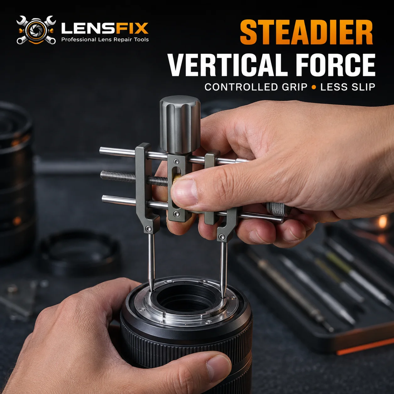 Dual Knob Retaining Ring Repair Wrench LENSFIX 8‑100mm Adjustable Spanner Opener With 2 Pin Types For Optical Lens Disassembly