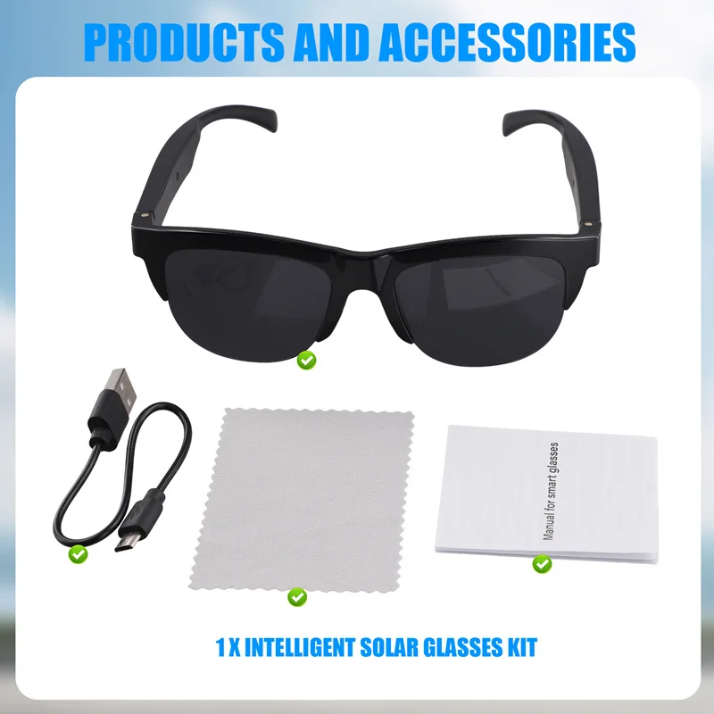 F06 Waterproof Bluetooth Smartglass Stereo Connected Bezel Smart Glasses Polarized Sunglasses