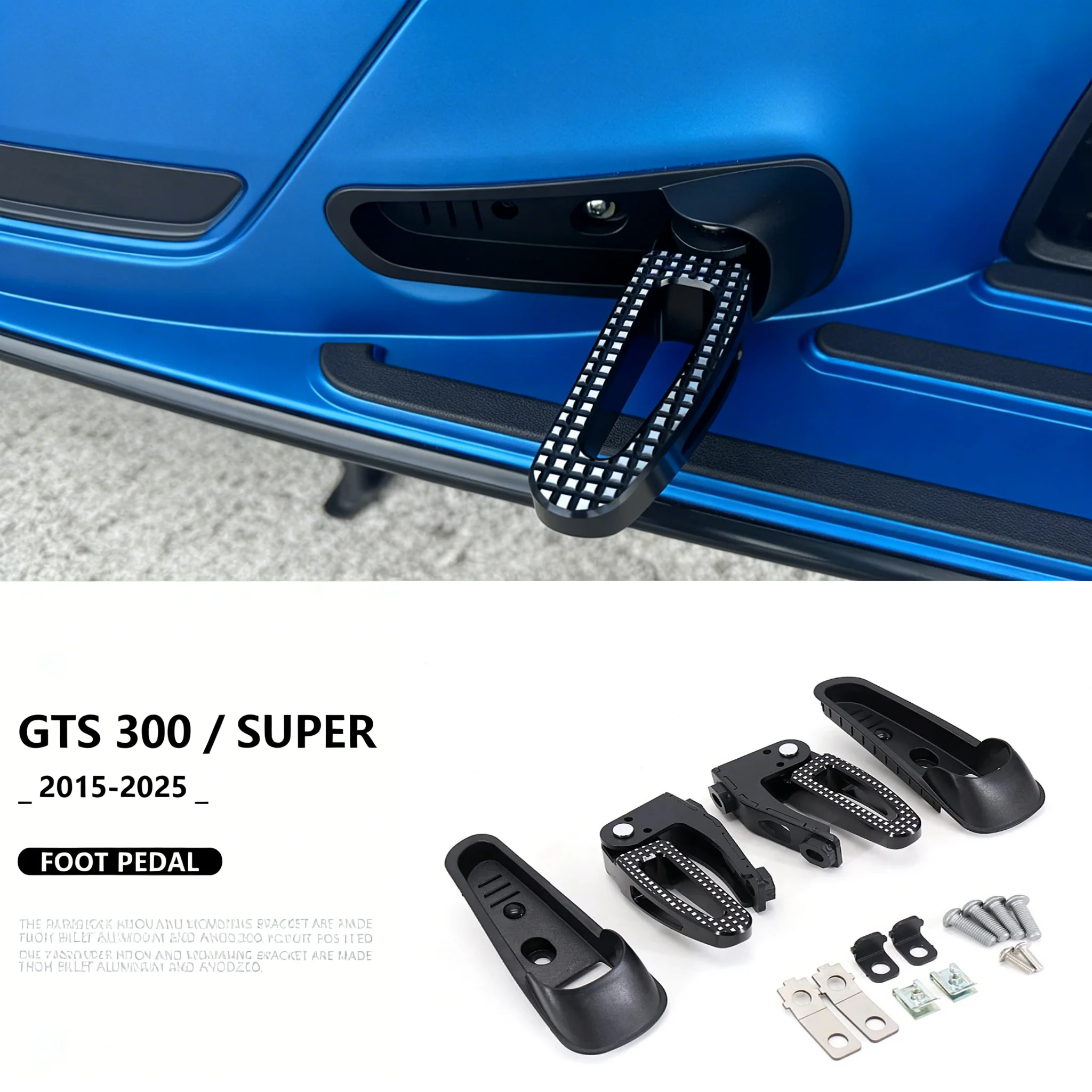 

For Vespa GTS 300 GTS300 Super gts300 2015-2025 New Motorcycle Foldable Footrest CNC Aluminum Foot Peg Rear Passenger Foot Rests