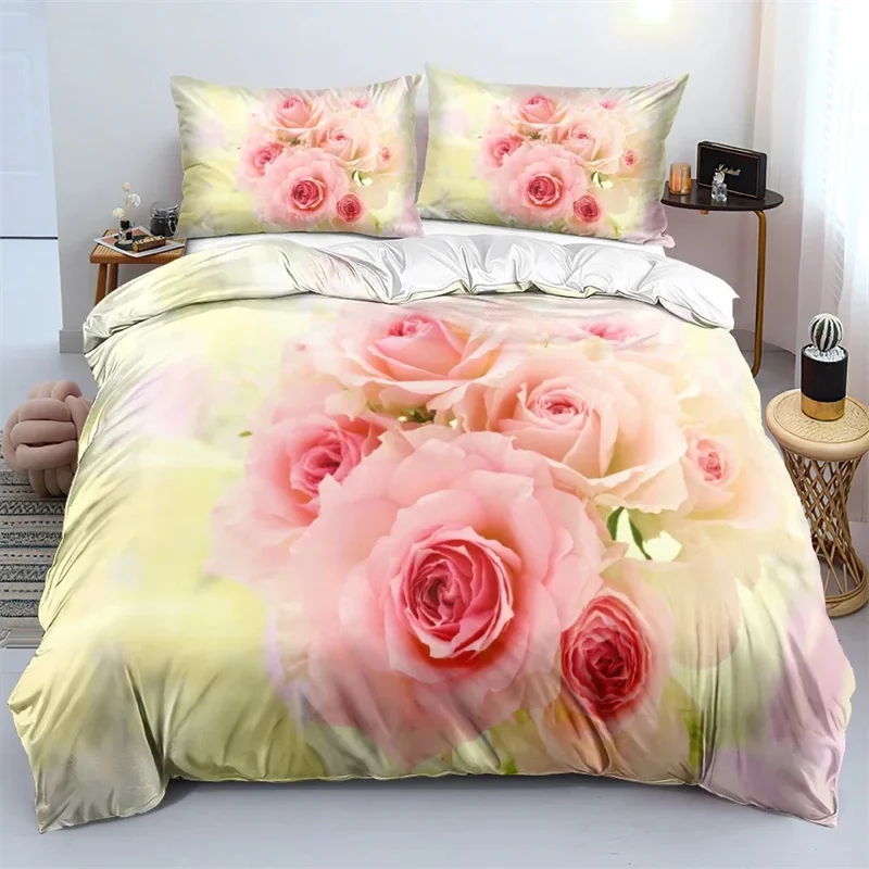 Classic Duvet Cover Sets Flower Blue Gold King,Queen,Full,Twin Double Quilt Covers Pillowcases Bed Linens Bedding Set 260x240cm