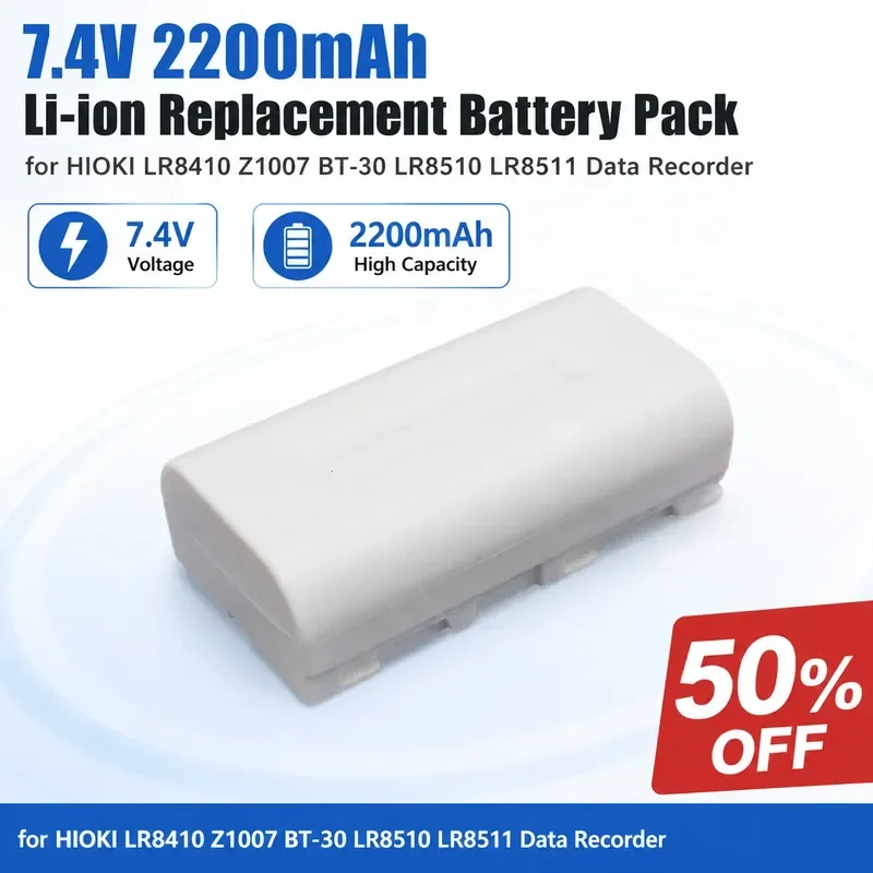 

7.4V 2200mAh Li-ion Replacement Battery Pack for HIOKI LR8410 Z1007 BT-30 LR8510 LR8511 Data Recorder