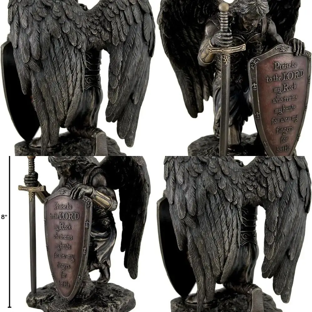 تمثال ملاك محارب الركوع البني مقاس 6 × 8 × 4.5 - مدح الرب، ماي روك #1