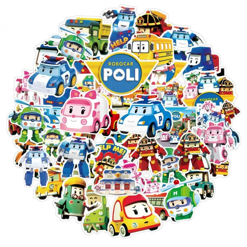 51pcs Purley Deformed Police Car Cartoon Children's Picture Book Creative Notebook Stickers