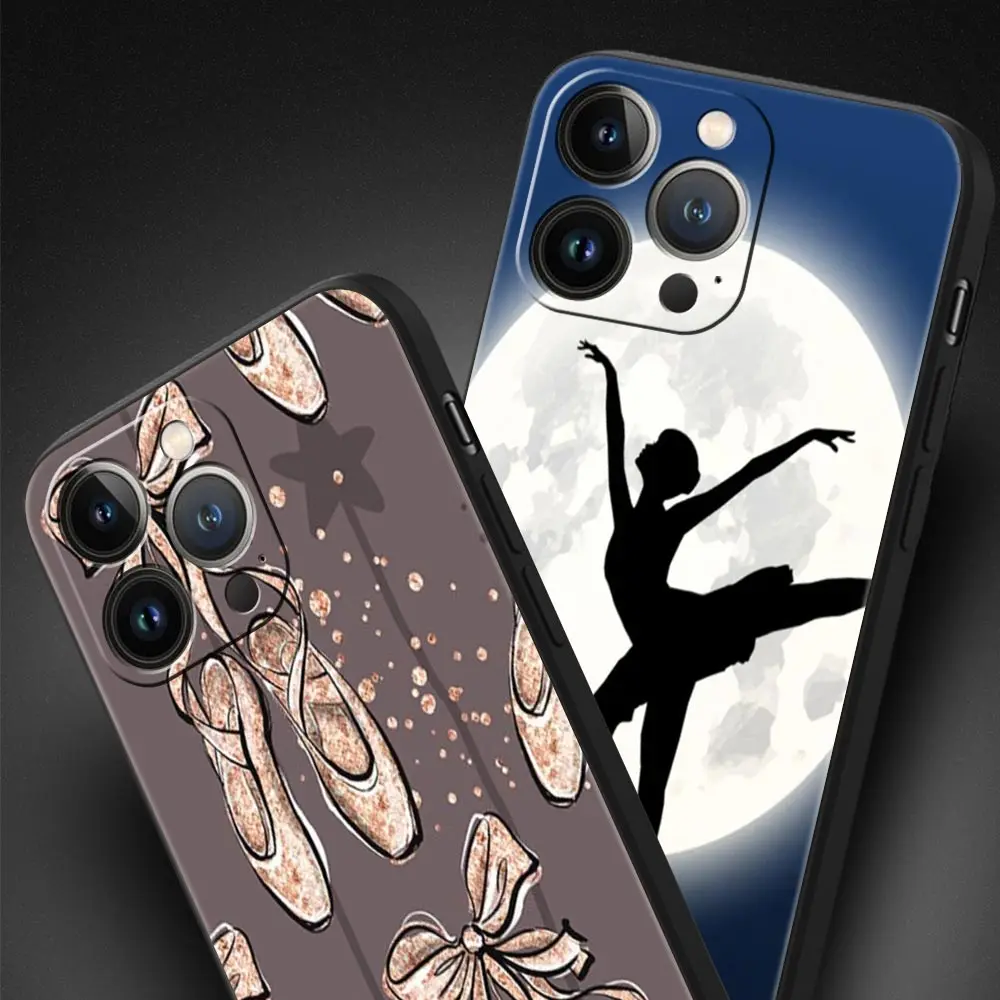 Simple Swan Dance Ballet For iPhone 11 12 13 15 14 Pro Max Phone Case X XR XS 7 8 Plus SE 2020 Black Soft Silicone Cover Funda