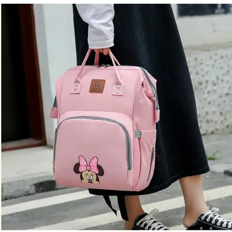 

2024 Disney Strawberry Bear Fashion Mommy Bag Cartoon Large Capacity Baby Item Storage Bag Lightweight Multifunctional Backpack