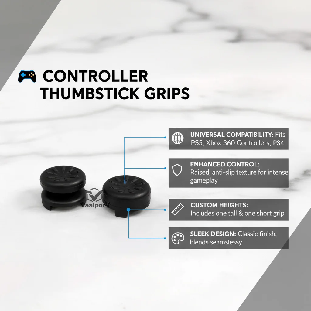 10 SET Vaalpaev FPS Competitive Thumbstick Caps for PS5 PS4 Xbox 360 Pro Anti-Slip Texture Joystick Covers 2-Pack Tall & Short