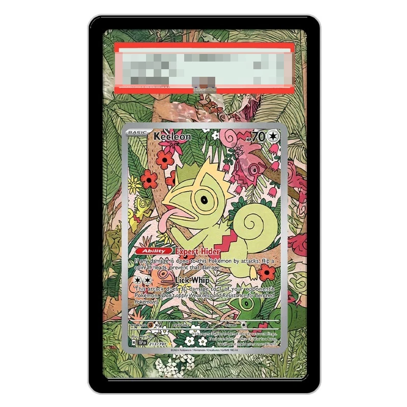 Estuche Protector Acrílico Hecho a Mano para Tarjetas Pokémon PTCG Kecleon, Colección de Juegos de Anime, Regalo, Llavero de Juguete