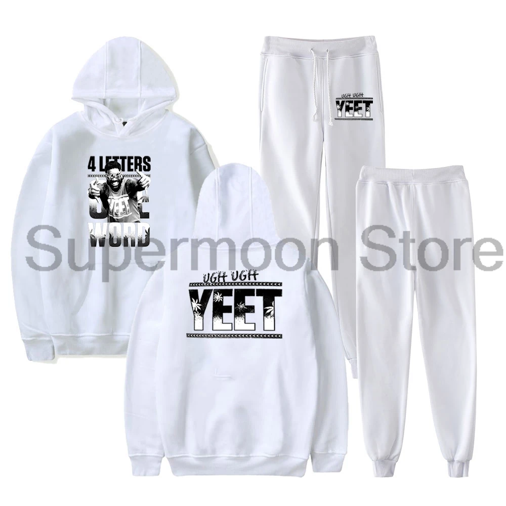 Jey Uso أربعة رسائل كلمة واحدة Yeet هوديس بنطال رياضي قطعتين مجموعة بلوزات + Sweatpants النساء الرجال الزي مجموعات #4