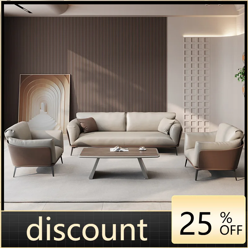 LMM Modern Simple Business Reception Negotiation Leather Sofa Single Triple Combination
