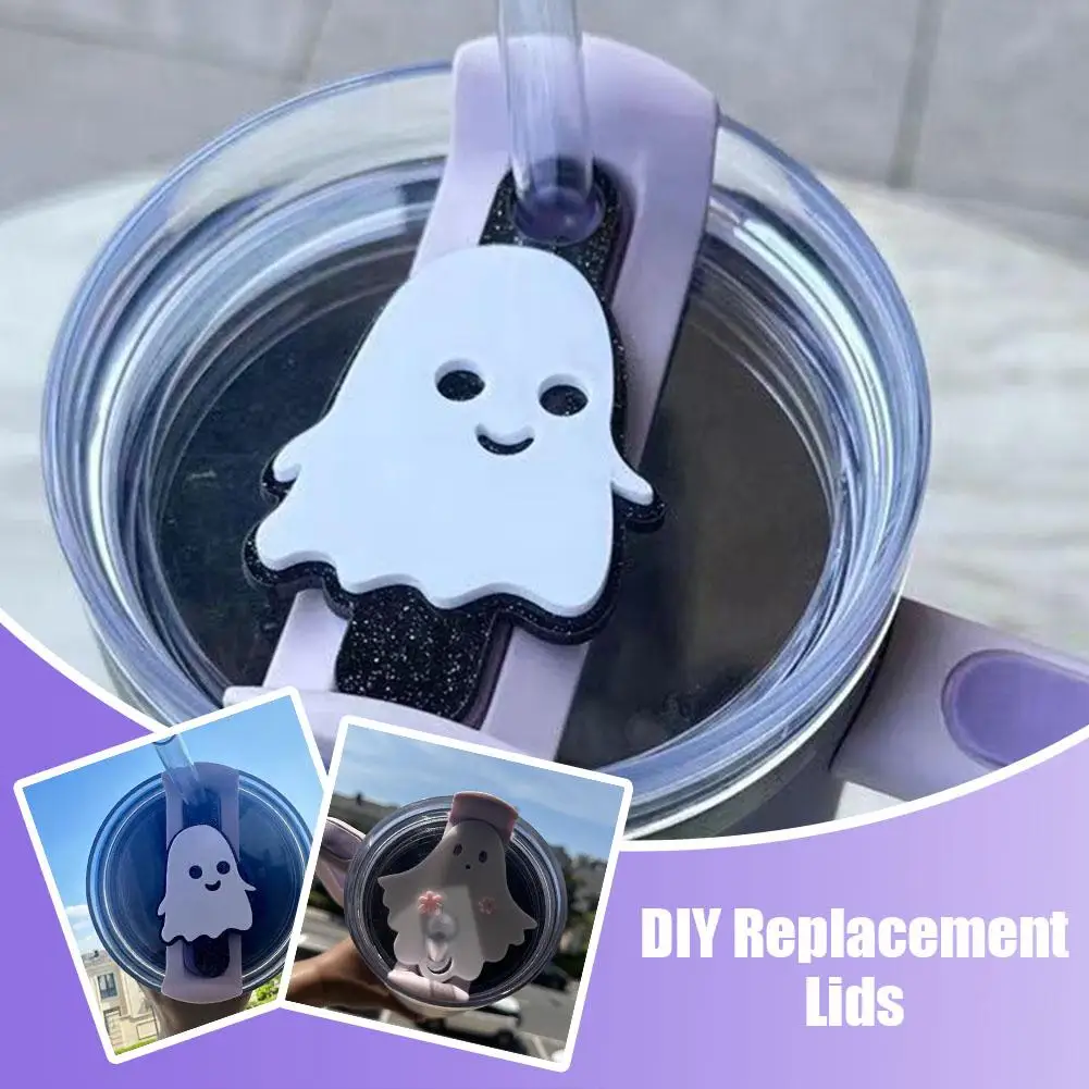 For 40oz Halloween Cute Little Ghost Car Ice Bully Cup Cover Nameplate For 40 Oz Glass Accessories DIY Replacement W4W6