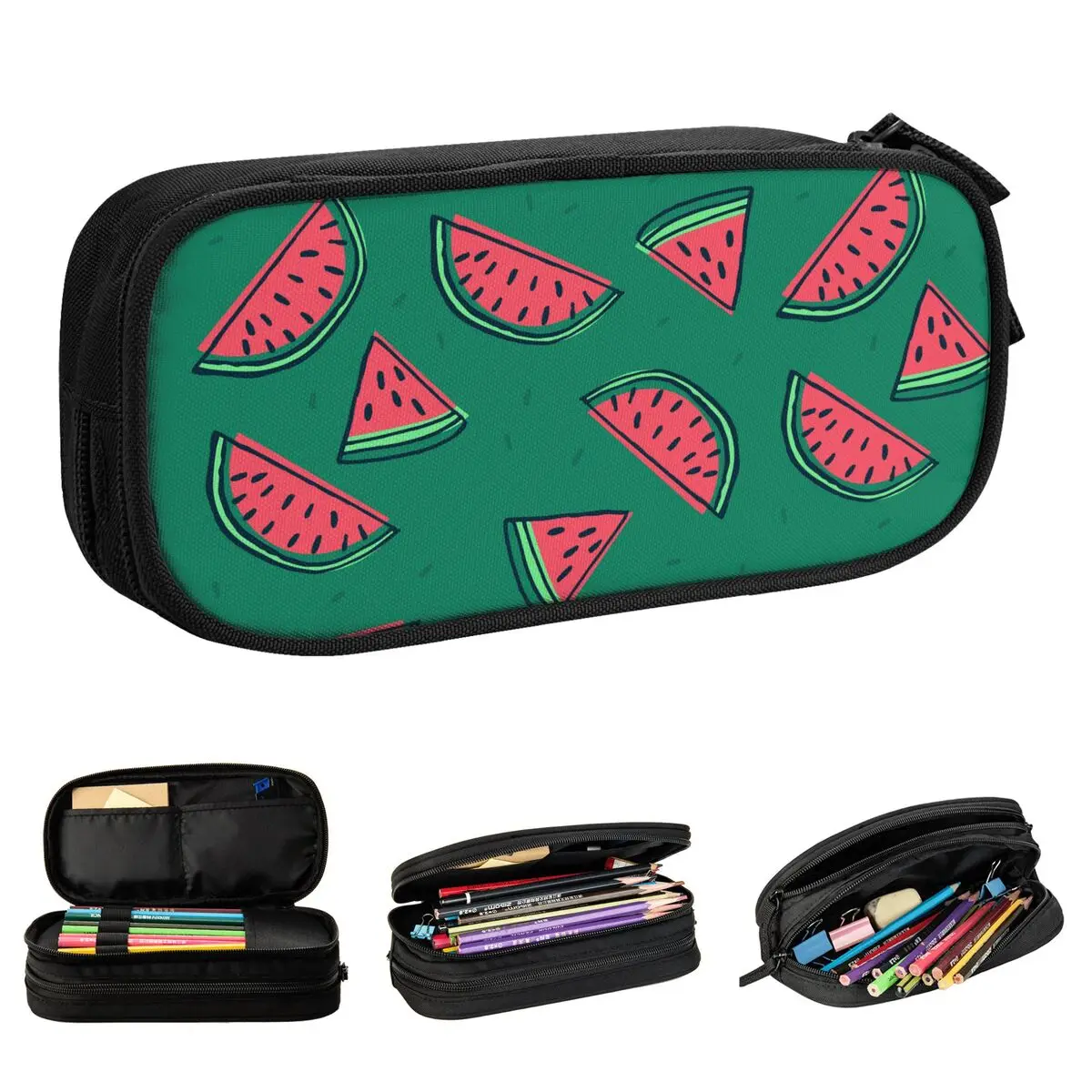 Watermelon Summer Fruit Pencil Cases Pen Holder Bag for Student Big Capacity School Supplies Zipper Pencilcases