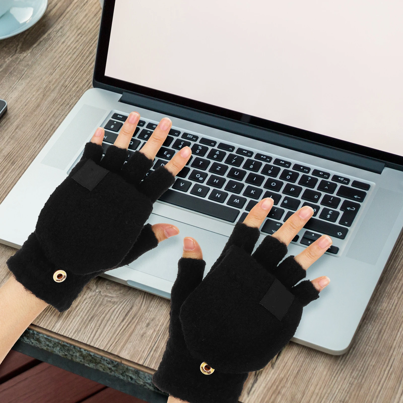 

1 Pair Heated Gloves Convertible Fingerless Thermal Winter Mittens For Men Women Usb Double Sided Heating Outdoor Indoor Use