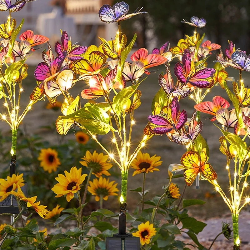 Imagem -05 - Colorful Butterfly Solar Lights Outdoor Impermeável Iluminação de Paisagem Luz do Sol Lâmpadas Alimentadas para Jardim Quintal Festa