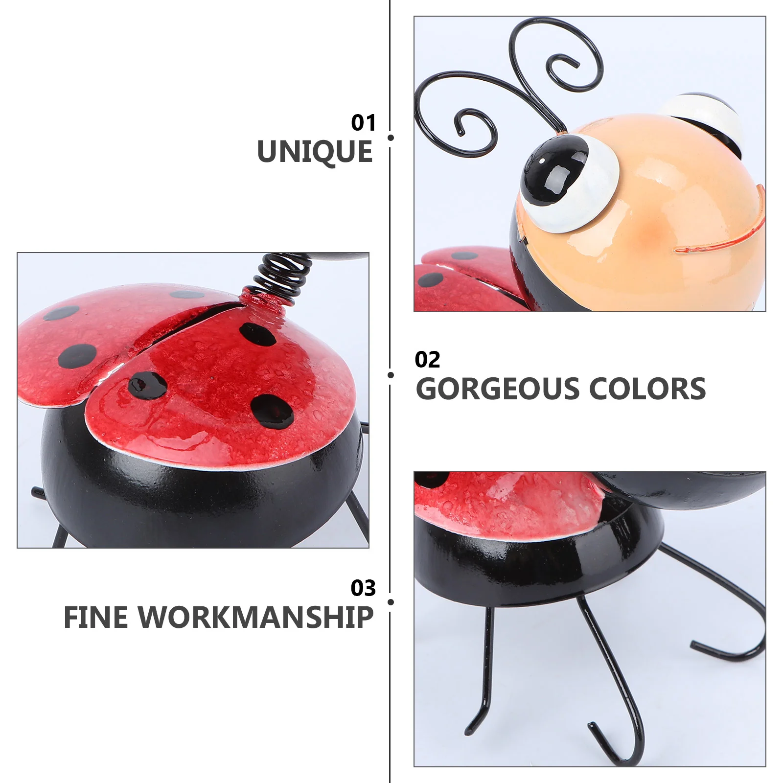 Wrought Iron Ladybug Figurine Outdoor Toddler Playset Toy Garden Decoration Statue Child