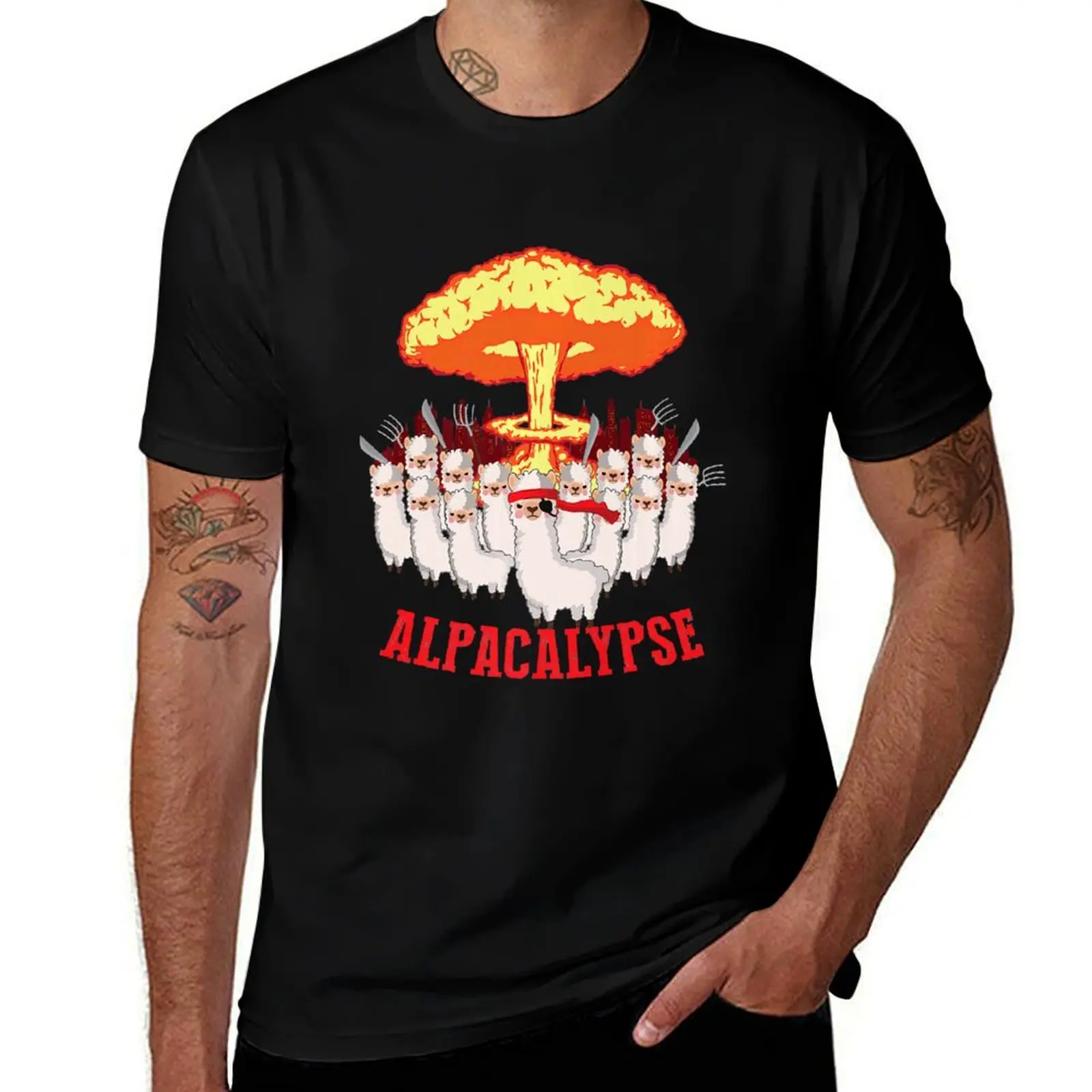 

Funny Alpacalypse Alpaca Lover Llama T-Shirt anime Luxury man cotton t shirt men