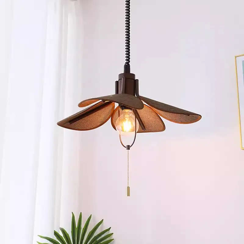 

Restaurant pendant light, retractable wood, creative and personalized art, dining table lighting, tea room study lighting