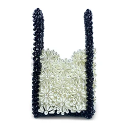 24 New Little Chrysanthemum Pearl Bag Handheld Cute Hollow Women's Bag Japanese and Korean Fresh Handmade Instagram Woven Bag