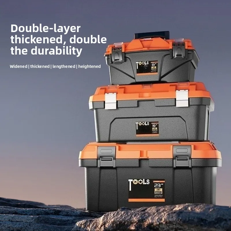 Double Layer Household Multifunctional Toolbox Plastic Portable Storage Box for Electrician Hardware Tools Car Repair