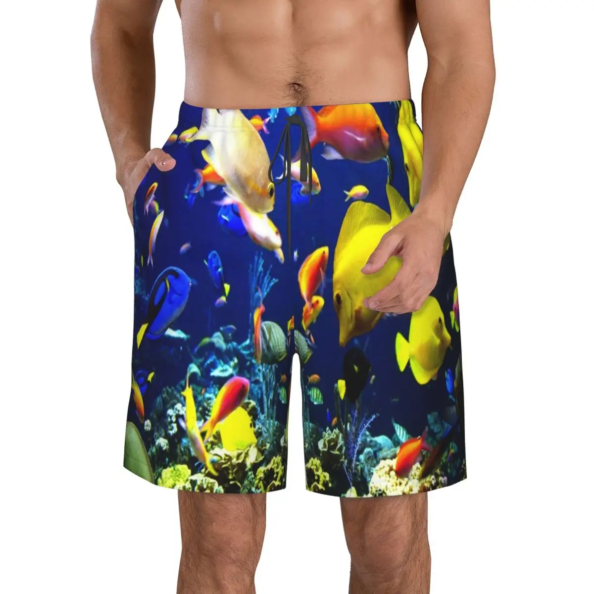 Summer beach swimsuit men quick-drying swimwear Underwater Fish Coral men breathable swimwear beach shorts sexy male swimsuit