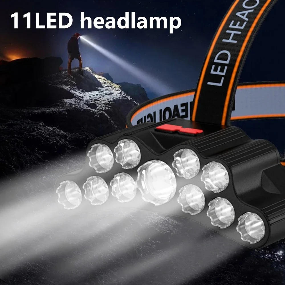 

Powerful 11LED Headlight USB Rechargeable Headlamp Flashlight Waterproof Hunting Torch Camping Outdoor Fishing Hiking Lantern
