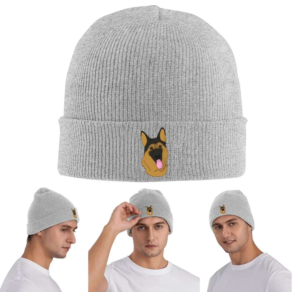 New German Shepherd Dog - Black And Tan Warm Knitted Cap Winter Knit Bonnet Hat Skullies Beanies Hip Hop Caps for Unisex