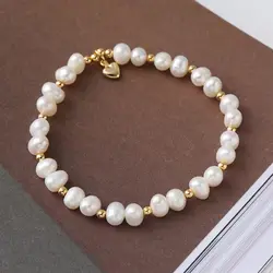 Korea New Fashion Natural Pearl Elastic Rope Beaded Bracelet Women Luxury Classic Heart Charm Bracelet Party Jewelry Accessories